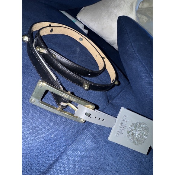 New NWT Vince Camuto Belt Size M Black With Gold Accent Studs Studded - Picture 1 of 10